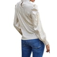 thumbnail image 5 of STARVNC Women Stand Collar Print Puff Long Sleeve Smocked Blouse, 5 of 7