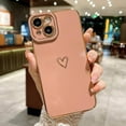 thumbnail image 4 of Compatible with iPhone 14 Case Cute, Luxury Plating Heart Phone Case, Electroplated Edge Bumper Case for Women Girls Soft TPU Shockproof Camera Protective Back Cover - Pink, 4 of 10