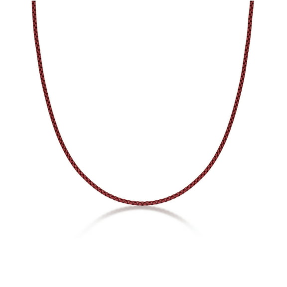 Stainless Steel Red Acrylic Thin Round Box Chain Necklace for Men 3 MM 24 Inch Long with Lobster Claw by Metro Jewelry