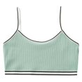 thumbnail image 3 of Wuxian Little Girls Bras Crop Top Bra Spaghetti Strap Seamless Sports Bra Training White Teen Bra Camisole Style Lightweight Seamless Kids Underwear,Green, 3 of 6