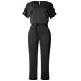 thumbnail image 5 of Jumpsuits for Women Casual Loose Batwing Sleeve Rompers Long Pants Belted Wide Legs Overall S-3XL, 5 of 7