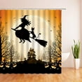 thumbnail image 2 of SPXUBZ Halloween Shower Curtain Witch Black Cat Scary Pumpkin Horror Full Moon Night Spooky Spider Bat Dead Tree Castle Witchy Witchcraft Magic Broom Fabric Bathroom Curtain Set with Hook, 2 of 6