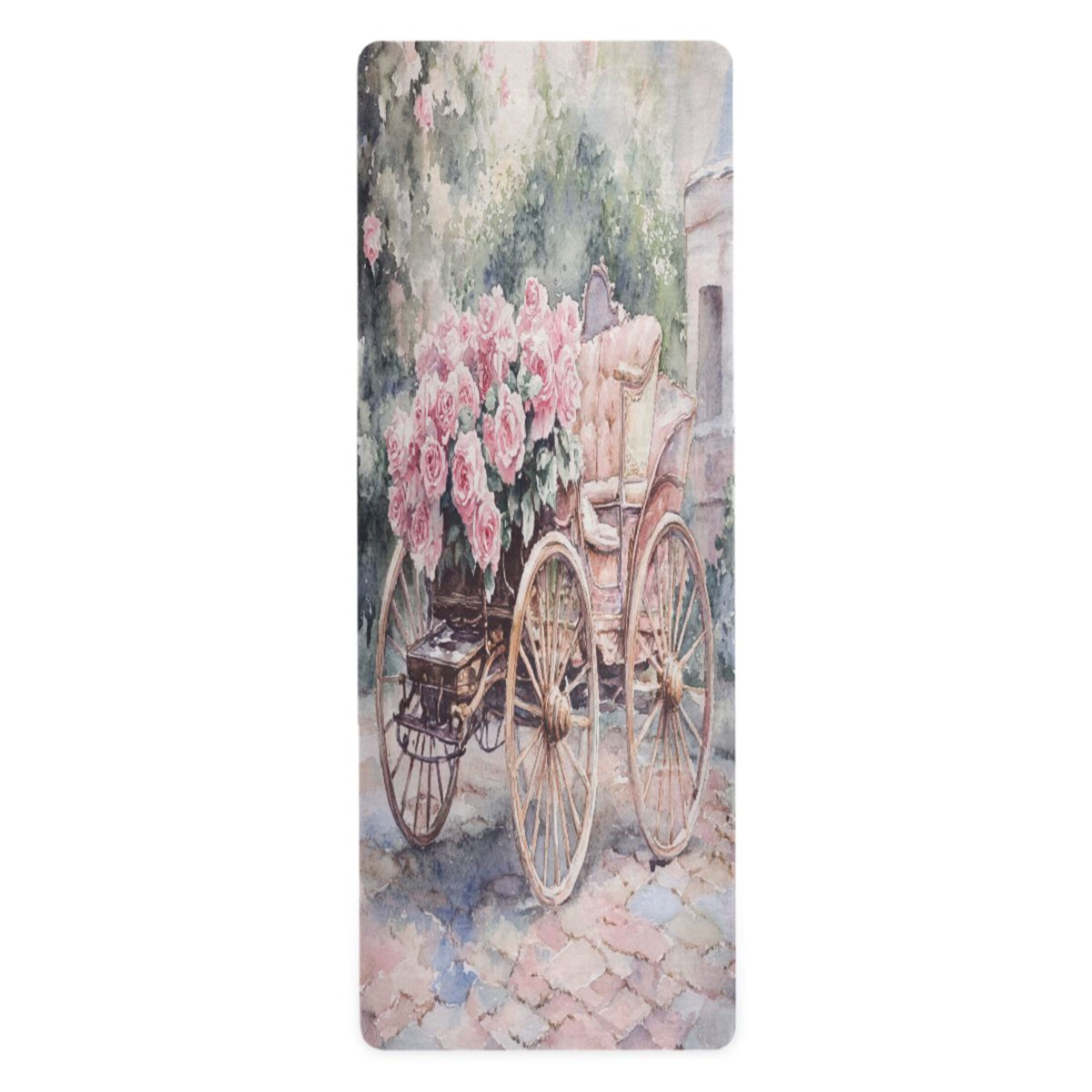 BZSMCE Yoga Mat Women Victorian Carriage Roses Pattern Fitness Mat