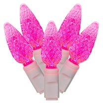 Vickerman 50 Pink C6 LED Light on White Wire, 25' Christmas Single Mold Light Strand