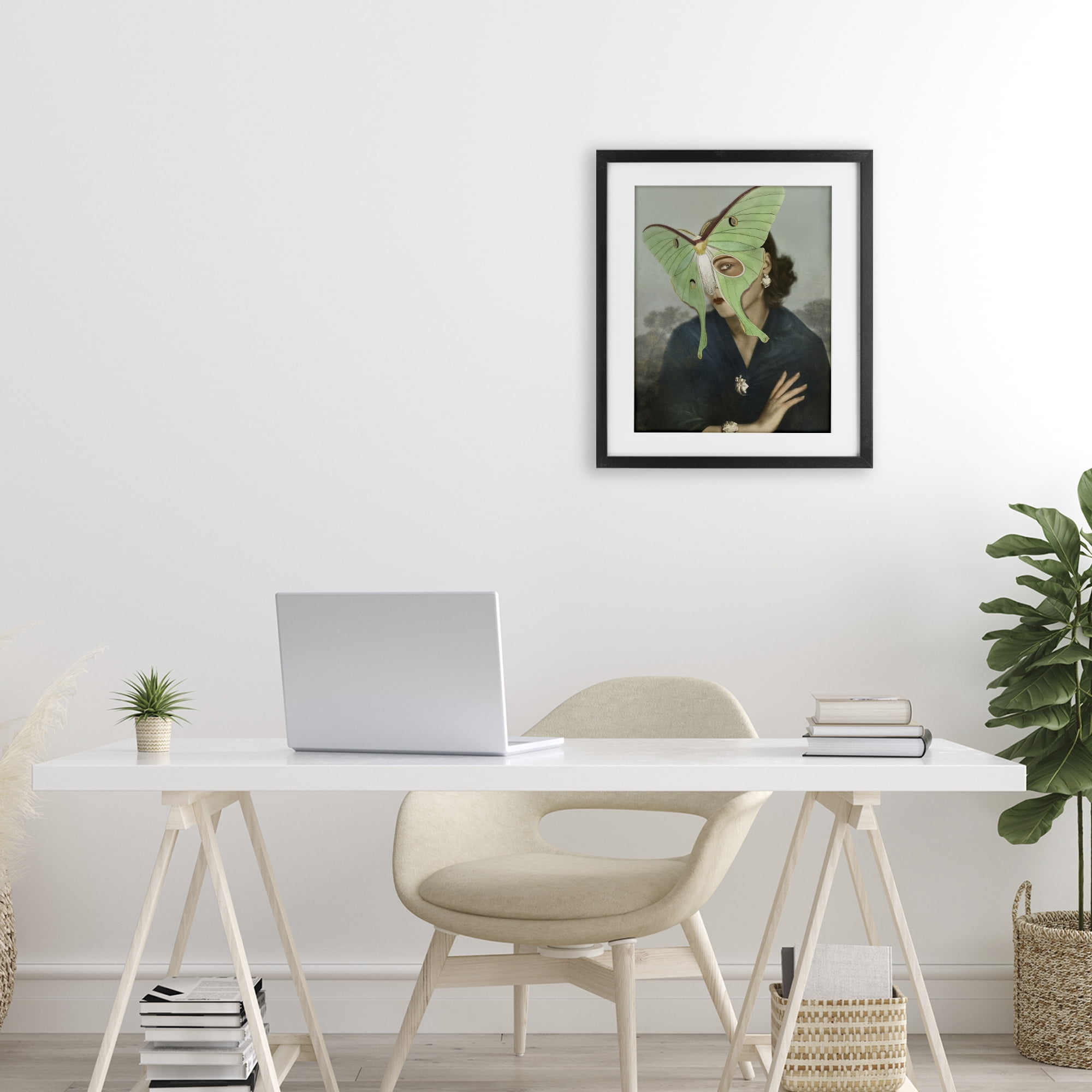 Stupell Industries Naturalist Portrait with Moth Black Framed Print Under Glass, design by Victoria Barnes