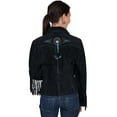 thumbnail image 2 of Scully Leather Womens Beaded Fringe Conchos Boar Suede Jacket Black 2X, 2 of 2
