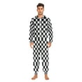 thumbnail image 5 of Adult Christmas Onesie Square Black and White Grid Adult Zipper One-Piece Pajamas Unisex Pajamas with Pockets, 5 of 6