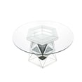 thumbnail image 2 of Benjara Round Dining Table with Faux Crystals Inlay and Pedestal Base- Silver, 2 of 6