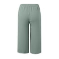 thumbnail image 3 of Girls Casual Solid Color Elastic Waist Capri Pants for Everyday Comfort with Pockets for Play, 14-15 Years, Green, 3 of 5