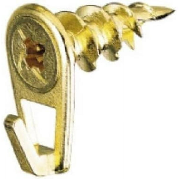 Hillman 122403 Small Self-Drilling White Wall Driller Picture Hangers 50lbs Package of 2, Brass