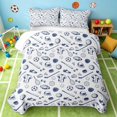 thumbnail image 2 of Manfei Cute Baseball Twin Quilt Set, Sport Twin Coverlet Set, White Navy, Reversible 2-Piece, 1 Bedspread and 1 Pillowcase, 2 of 7
