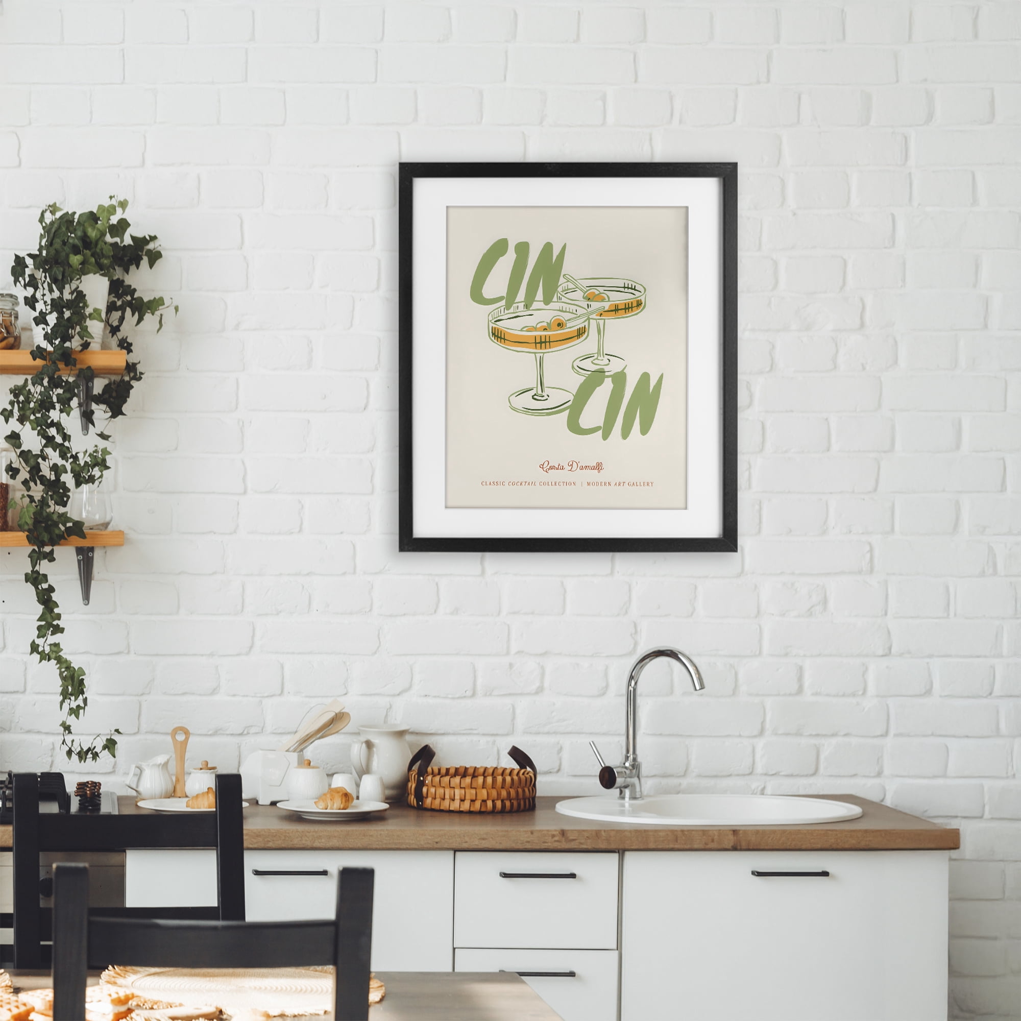 Stupell Industries Cin Cin Amalfi Cocktail Black Framed Print Under Glass, design by The Prints Vibe