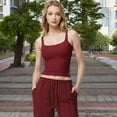 thumbnail image 2 of Women's Square Neck Sleeveless Tank Top with Stretch Fit - Small, Burgundy, 2 of 7