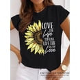 thumbnail image 4 of Camiseta básica con estampado de girasol para mujer, ropa informal con cuello redondo, suave al tacto, Harajuku, Y2K, 4 of 4