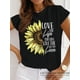 thumbnail image 4 of Camiseta básica con estampado de girasol para mujer, ropa informal con cuello redondo, suave al tacto, Harajuku, Y2K, 4 of 4