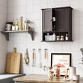 thumbnail image 4 of Semiocthome Bathroom Medicine Cabinet Wood 2 Doors Wall Cabinet over the Toilet Storage in Brown, 4 of 8