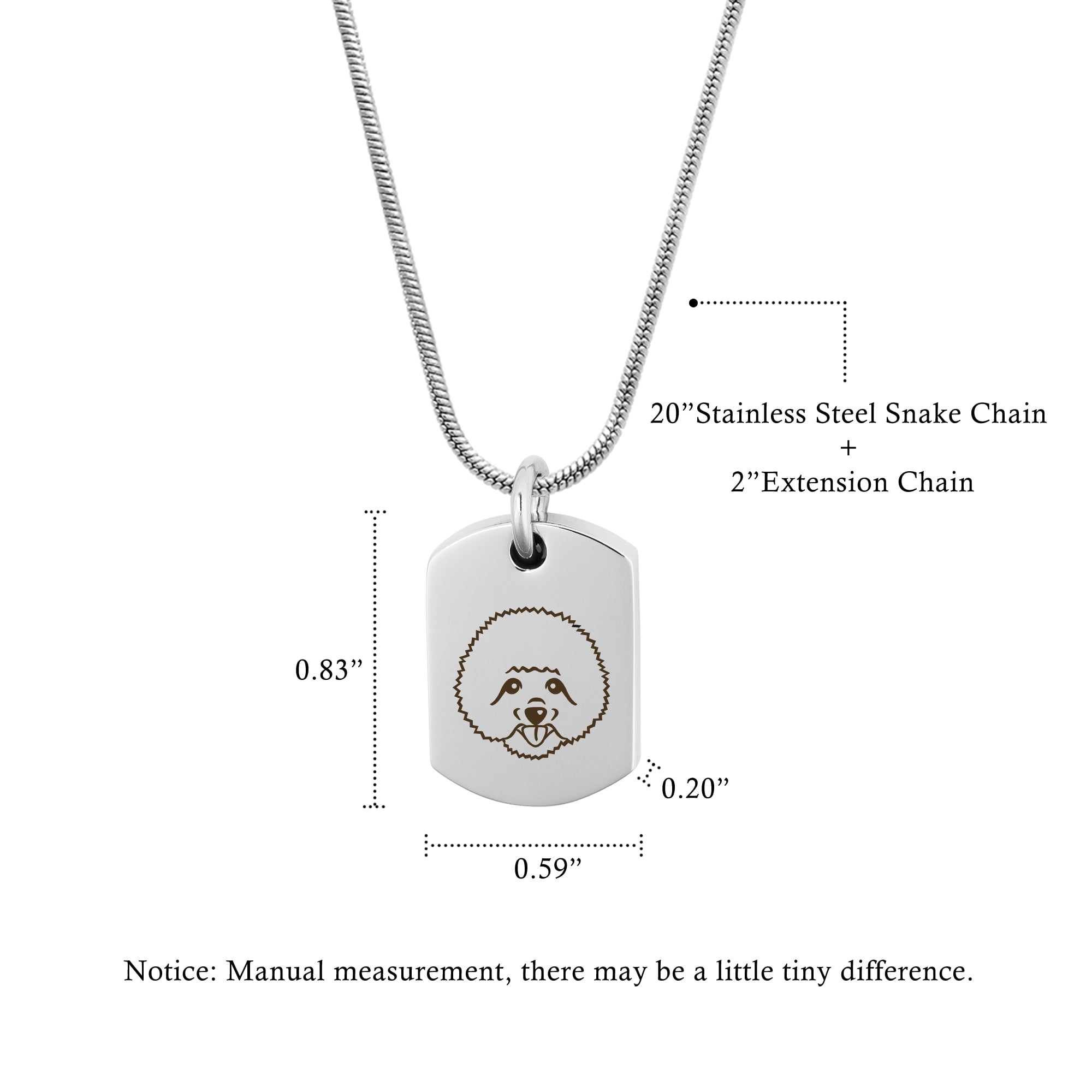 Anavia Bichon Frise Dog Tag Cremation Jewelry, Pet Cremation Urn Necklace, Ashes Necklace, Cremation Pendant, Pet Memorial Necklace, Memorial Jewelry for Pets, With Funnel Kit
