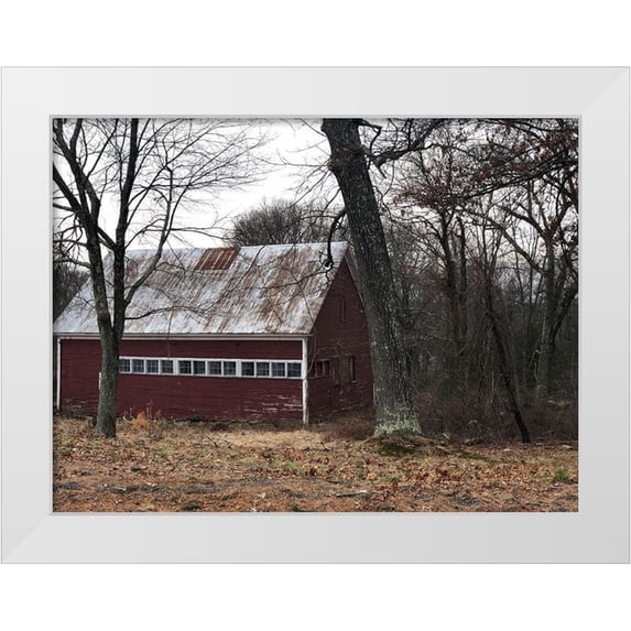 Melanson, Suzanne 24x19 White Modern Wood Framed Museum Art Print Titled - Barn In The Woods