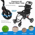 thumbnail image 3 of Lightweight Foldable Transport Wheelchair for Adults & Elderly | Narrow Doorway Travel Wheel Chair with Carbon Steel Frame, Safety Belt, Large All-Terrain Wheels & 220 lbs Capacity, Pull Rod, 3 of 9