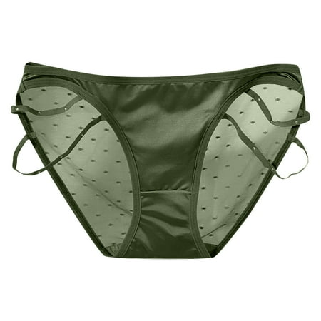 vigerkar Womens Panties Mesh Lace Briefs Underwear Low Rise Plus Size Panty Silky Tactile Touch Seamless Panties Green  L