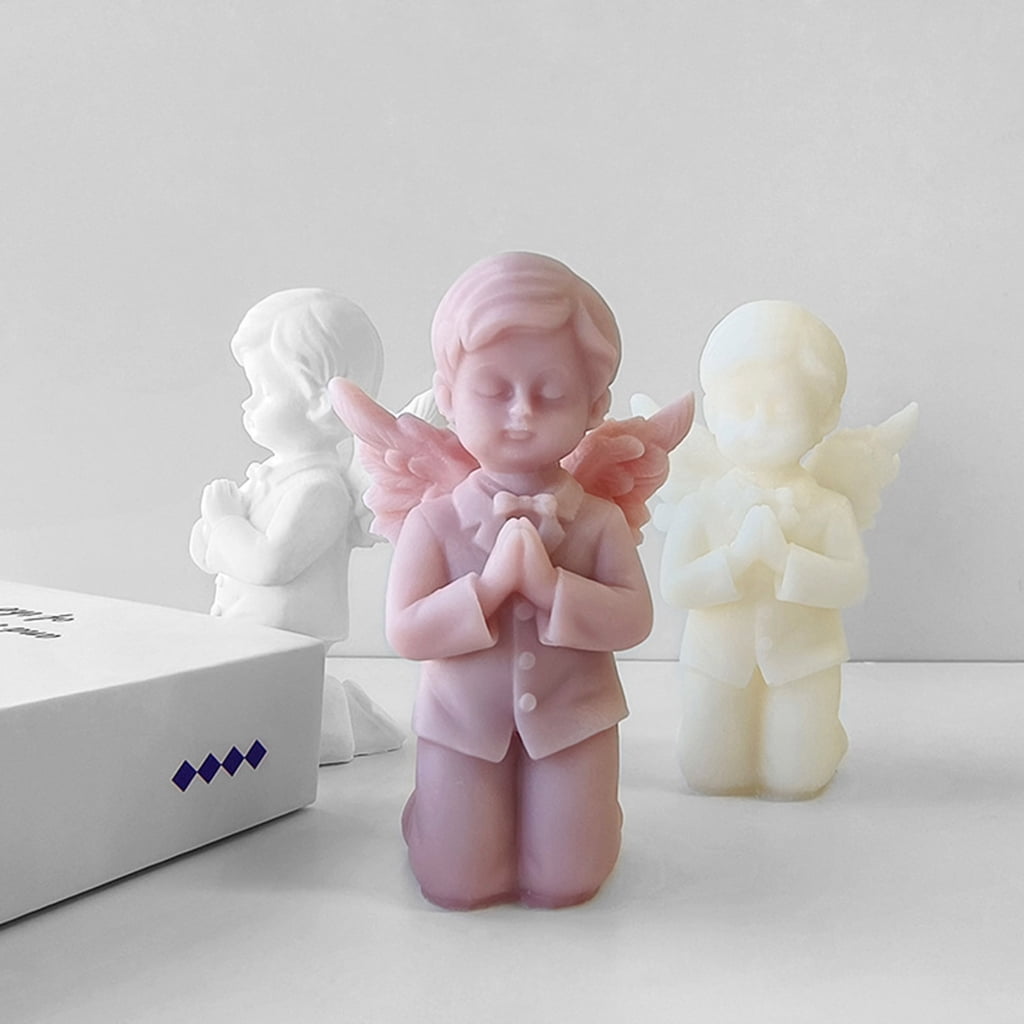 COMEET Candle Moulds, 3D Prayer Girl Silicone Fondant Mold Epoxy Resin Mold Pottery Plaster Chocolate Cake Decoration Kitchen Baking