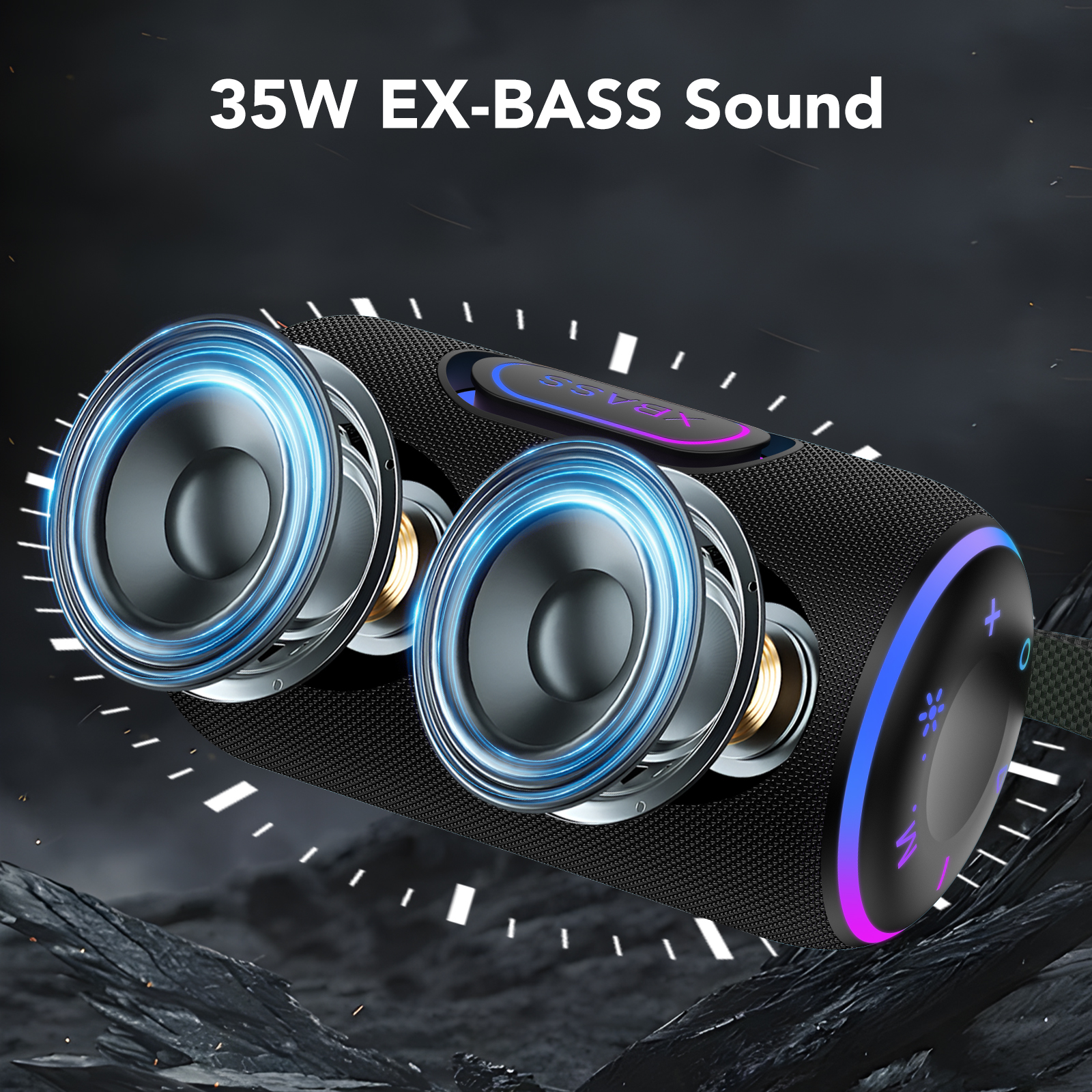 CASCHO Portable Bluetooth Speaker, 35W with RGB Lights, Black photo 5