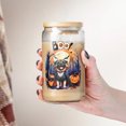 thumbnail image 4 of Happy Halloween Vampire Pug BOO with Pumpkins Fun and Spooky 16oz Glass Cup Mug Dog Lover Gifts Glass Can with Bamboo Lid and Straw - 00018, 4 of 5