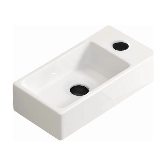 LiviNest Wall Mounted Bathroom Sink: Space-Saving Ceramic Basin for Small Bathrooms & Cloakrooms - Modern Rectangle Design with Pre-Drilled Holes & Easy-Clean Glaze for Rental Properties & Home Use