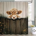 thumbnail image 4 of Farmhouse Highland Cow Shower Curtain,Rustic Flowers Plants Cow Bathtub Curtain,Country Home Camping Lodge Bathroom Decoration with Hooks,12pcs Hooks, 70X84 IN, 4 of 4
