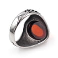 thumbnail image 4 of PAMTIER Unisex Stainless Steel Vintage Domineering Oval Cut Red Gemstone Rhinestones Ring Special Flowers Totem Wedding Band Comfort Fit Size 12, 4 of 6