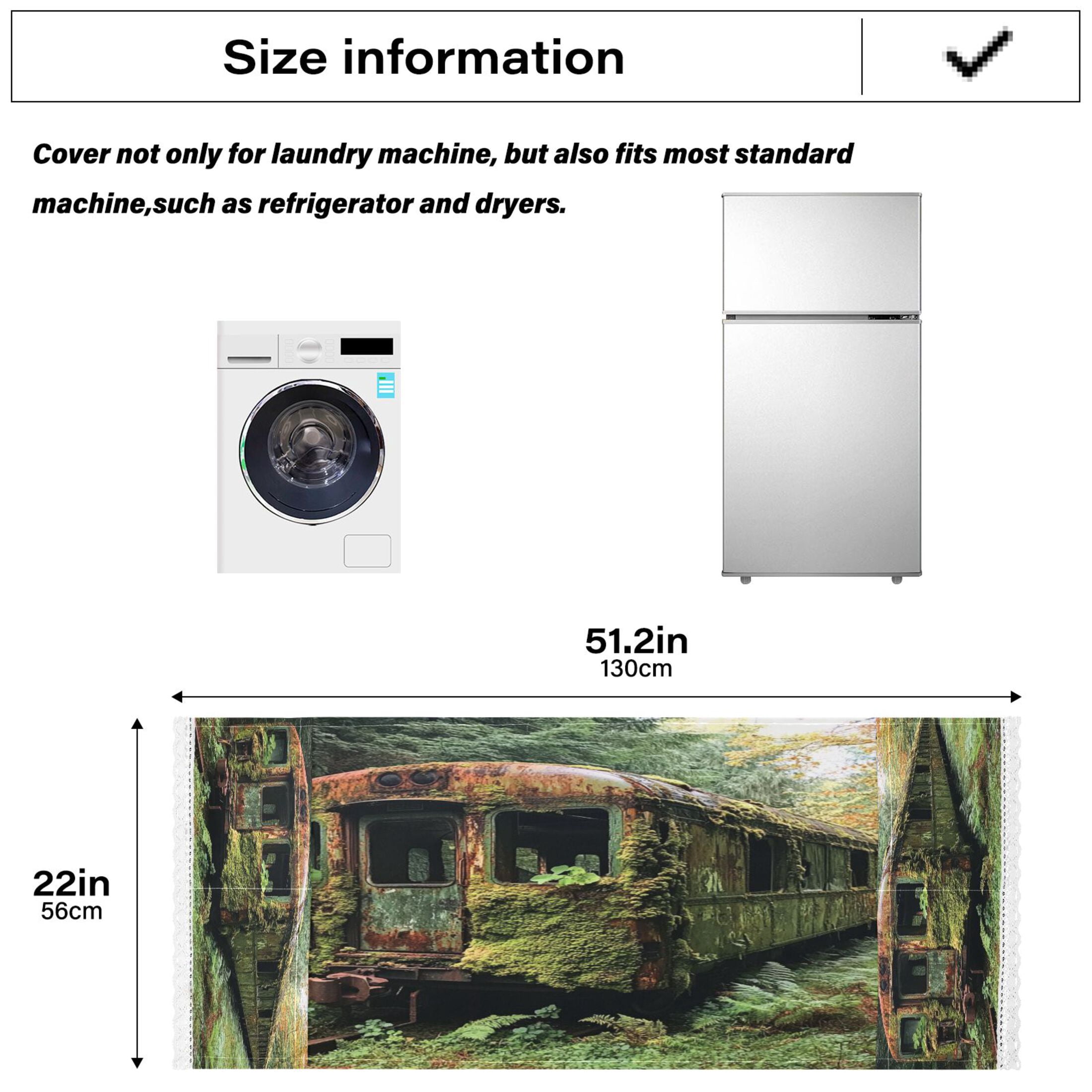 Abandoned Train CarWasher and Dryer Covers Dust-Proof and Oil Resistant Fridge Cover with 4 Storage Pockets Washing Machine Top Cover for Laundry Kitchen Home 51.2 x 22 In