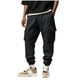thumbnail image 2 of Pantalones largos para hombre, informales, a la moda, transpirables, con cintura elástica y múltiples bolsillos, pantalones cargo con cierre de velcro, pantalones de rayón para hombre., 2 of 9
