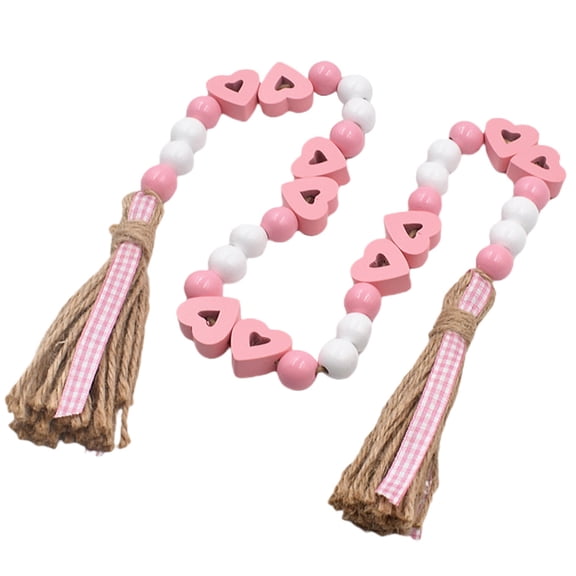 Large Wood Bead Garland Valentine Decorative Beads Gold Neon Decoration Pink