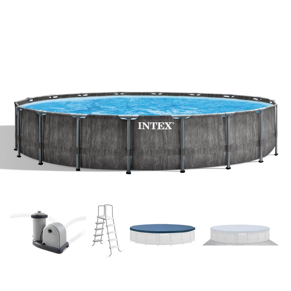 INTEX Prism Frame 18ft x 48in Above Ground Swimming Pool Set w/ Pump