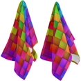 thumbnail image 3 of Dreamtimes 2 Piece 3D Rainbow Colorful Blocks Printed Soft Fluffy Guest Hand Towels, Multipurpose for Bathroom, Hotel, Gym and Spa (14" x 28"), 3 of 5