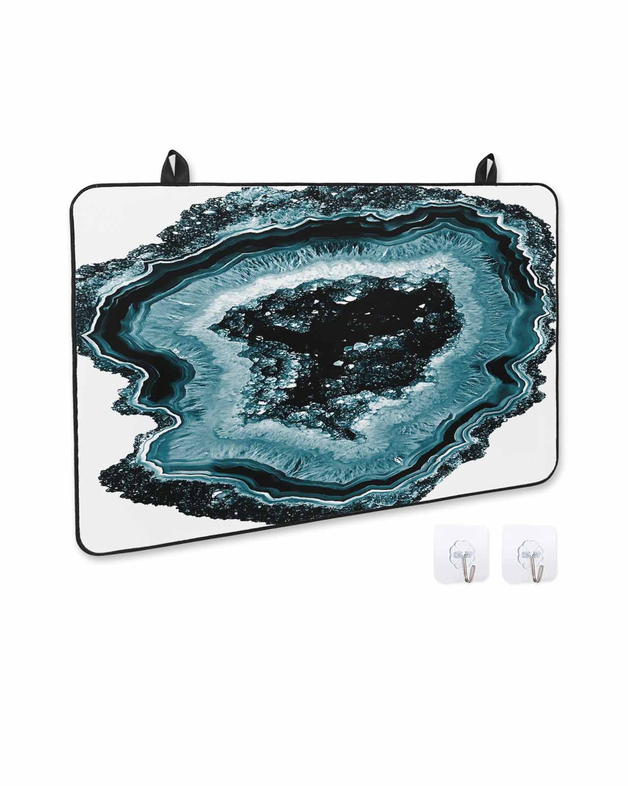 nqOlkjepod Large Induction Cooktop Protector Mat 24"x21", Abstract Marble Stove Top Covers for Electric Stove, Vintage Teal Aesthetic Agate Texture Stove Burner Cover Mats, Glass Top Stove Cover