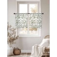 thumbnail image 3 of Vintage Green Floral Sheer Curtains 45 Inch Long 2 Panels, Farmhouse Flower Pastoral Style Light Filtering Rod Pocket Semi Sheer Curtains, Sheer Voile Drapes for Living Room Bedroom, 52"x45", 3 of 5