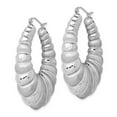 thumbnail image 2 of Auriga 925 Sterling Silver Rhodium-plated Satin & Diamond-cut Shrimp Oval Hoop Earrings for Women, 2 of 6