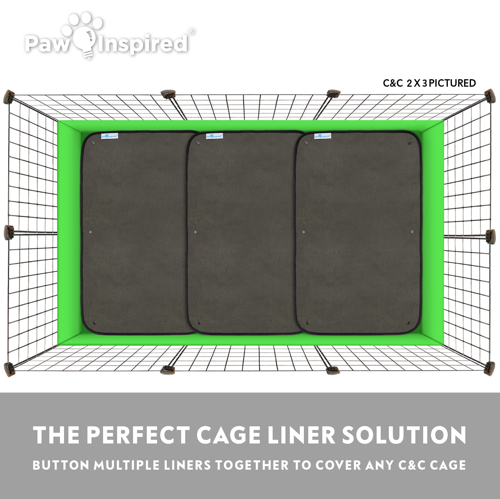 C&C 2 x 1 Rabbits , 8 Count Bamboo Charcoal Odor Controlling 28 x 17 and Small Animals Paw Inspired Disposable Guinea Pig Cage Liners Super Absorbent Liners Pee Pads for Ferrets Hamsters