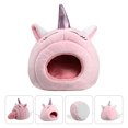 thumbnail image 3 of Unicorn Shape Hamster Hideout Plush Warm House Bed for Chinchillas Mice Rabbit, 3 of 9
