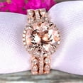 thumbnail image 6 of 2.75 Carat Trio Set Big Morganite Wedding Ring Set Engagement Ring On 10k Rose Gold Stacking Matching Band 6mm Round Cut Gemstone Personalized for Brides, 6 of 6