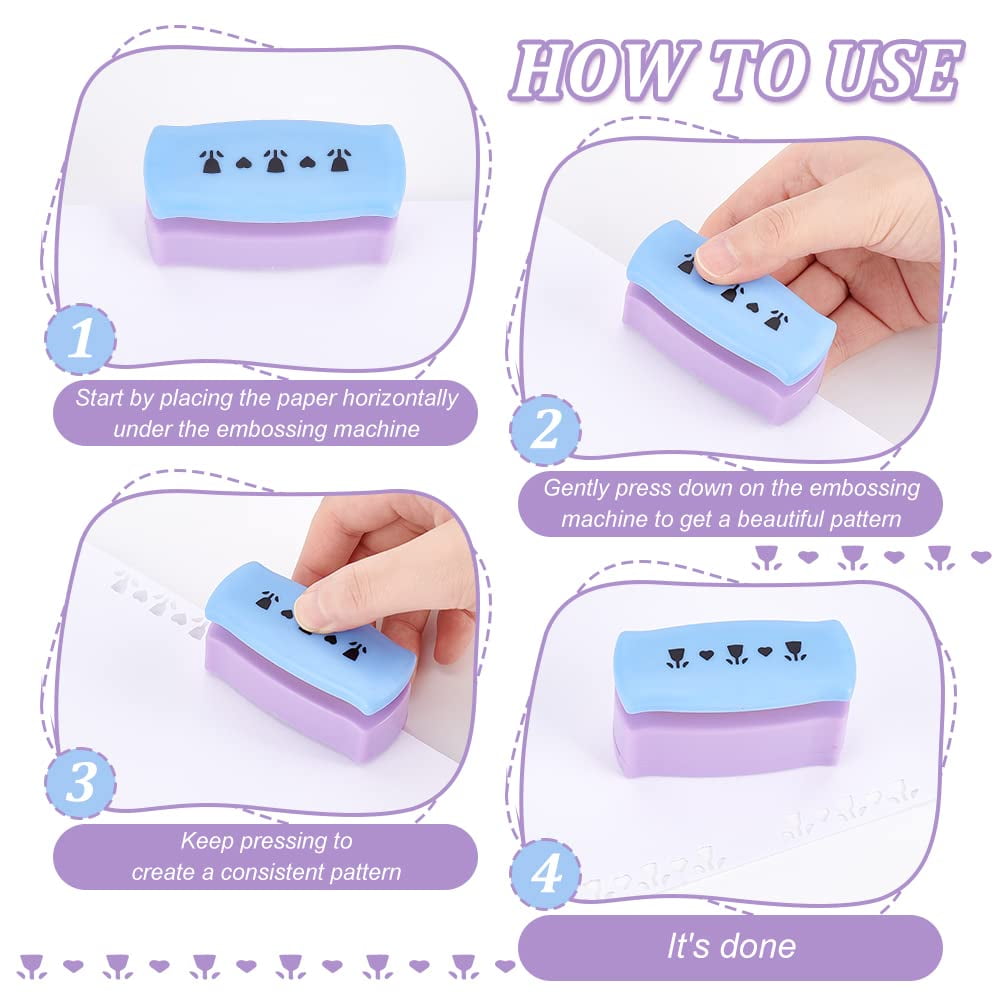 4 Styles Paper Punch Border Craft Fancy Punches Music Note & Flower & Heart Border Punch Embossing Paper Punch Handmade DIY Paper Cutter