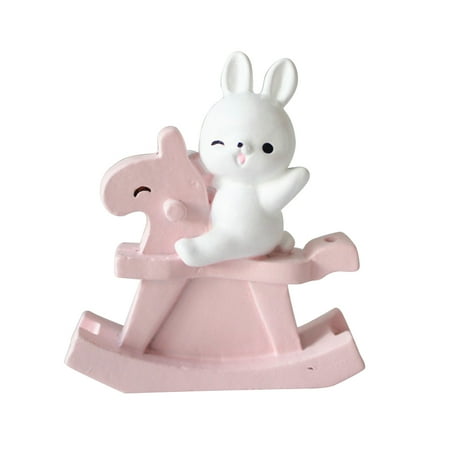 

NUOLUX Baking Cake Decoration Resin Rabbit Rocking Horse Home Decoration Crafts Ornaments Cake Dessert Decor (Pink)