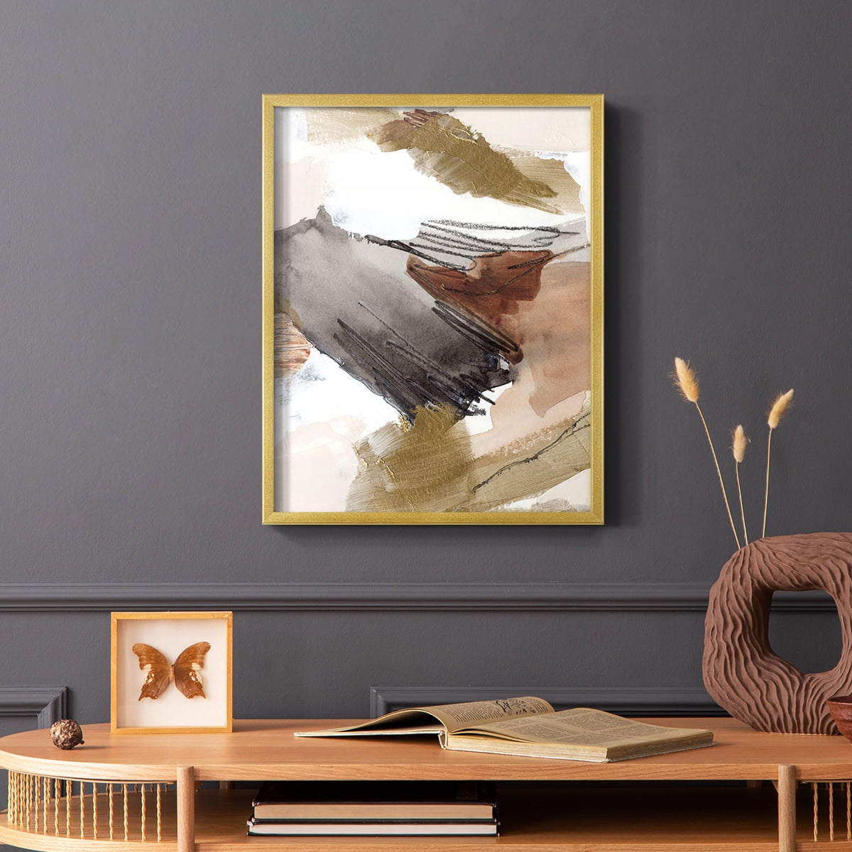 Antique Gold III Framed Print in Gold Solid Wood Framed Print No Nail Hanging