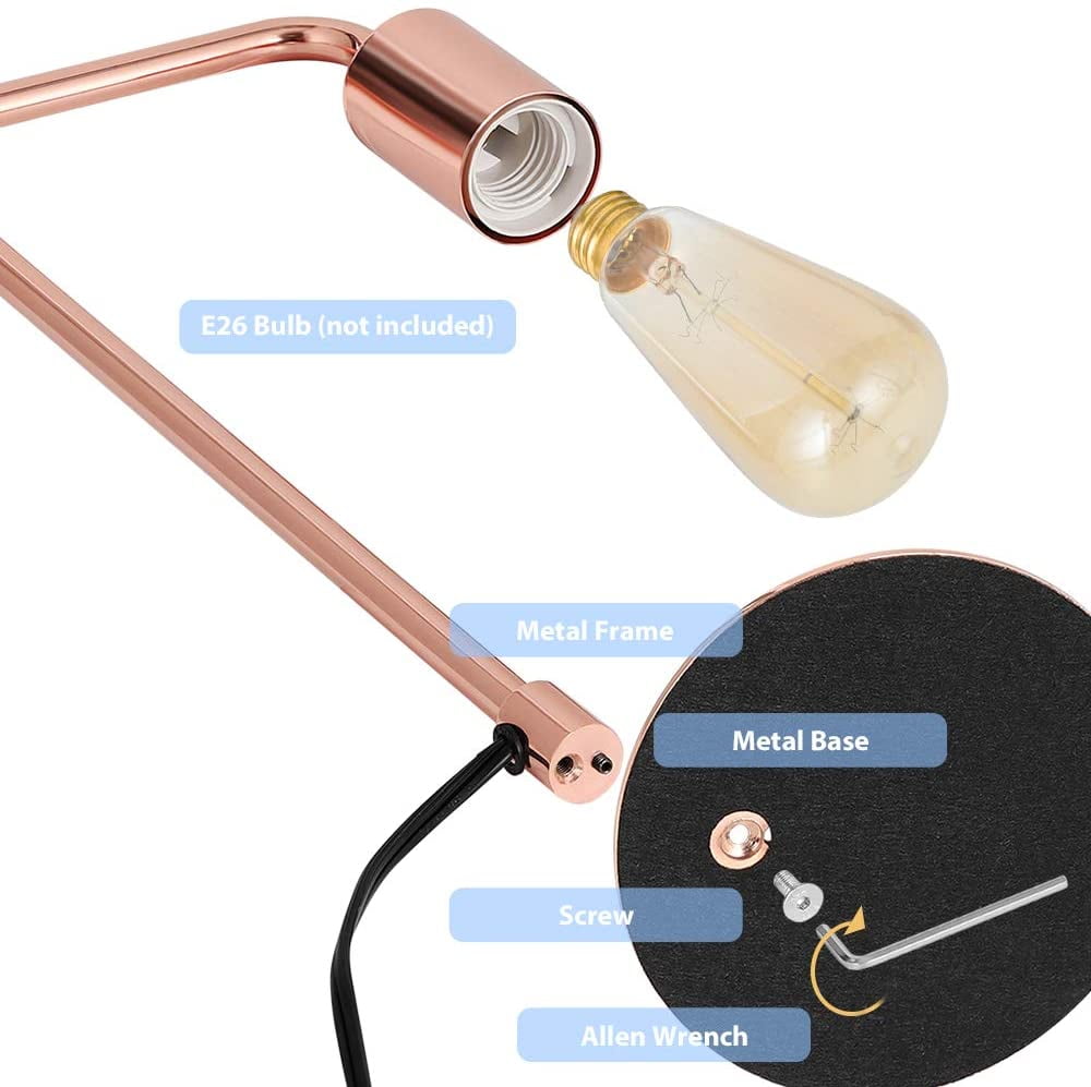 LIANTRAL Rose Gold Nightstand Lamps Table Lamp Metal Set of 2
