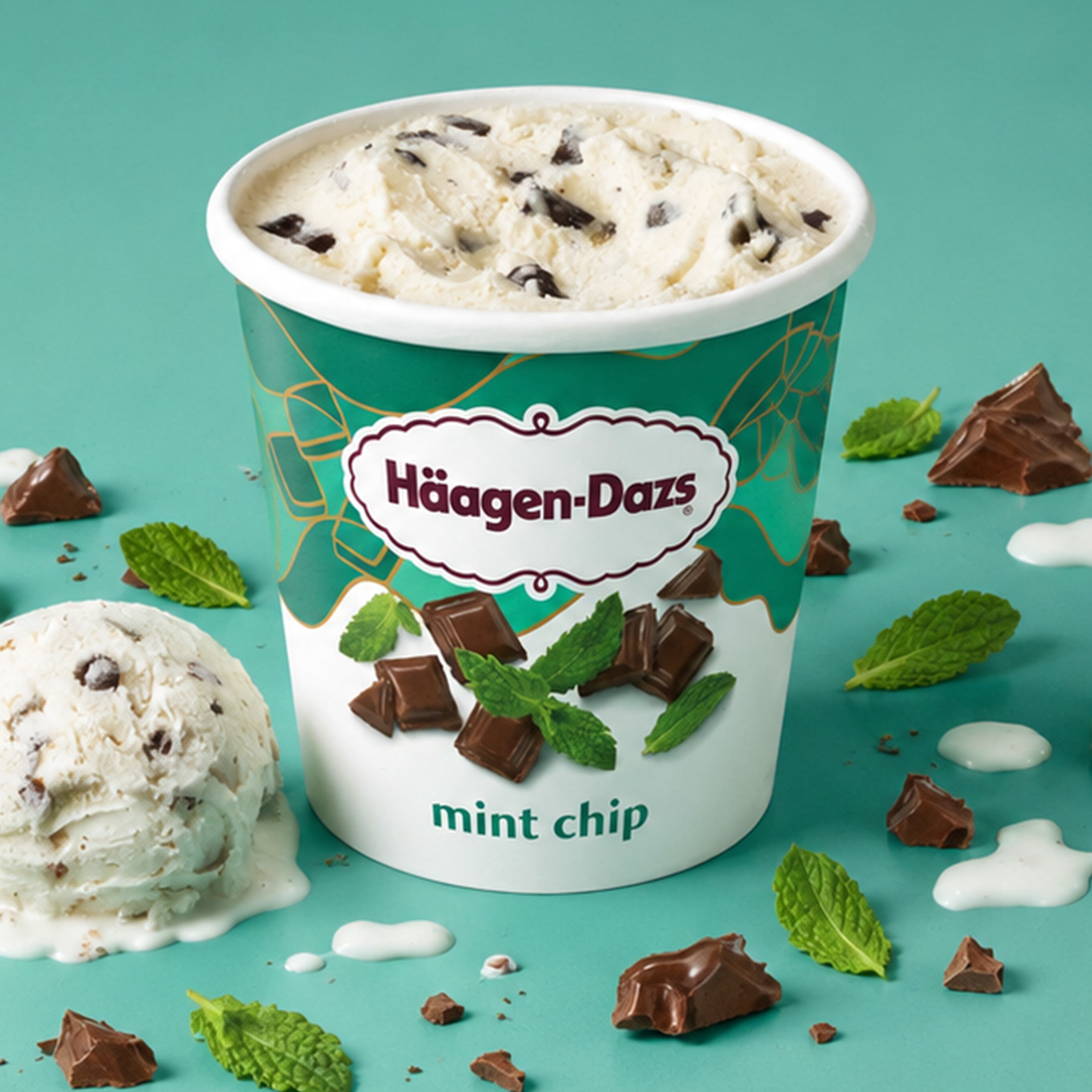 Haagen Dazs Mint Chip Ice Cream, Gluten Free, Kosher, 14 oz
