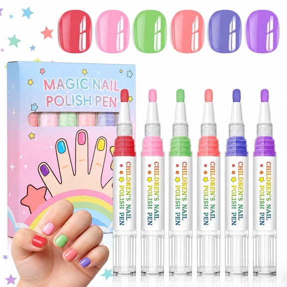 Nail Polish Pens Quick-drying Peel-Off Nail Art Kit No-UV-Lamp-Needed Odorless Colorful Toy Nail Decorations