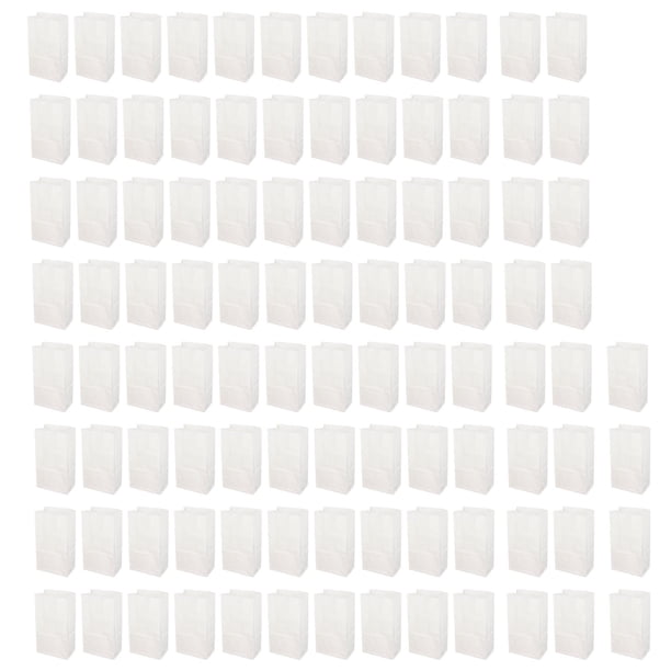 Juego de 100 bolsas de papel Kraft de grado alimenticio, a prueba de aceite, de gran capacidad, color blanco, para compras, 215 x 120 x 70 mm/8,46 x 4,72 x 2,76 pulgadas