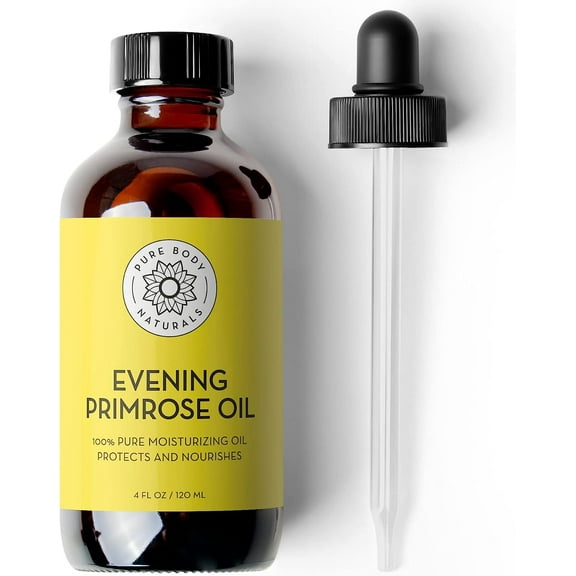 Evening Primrose Oil with Omega-6, Omega-9 for Face, Skin, and Hair, 4 fl oz by Pure Body Naturals
