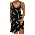 thumbnail image 1 of IROINNID Sundress For Women Trace less V-Neck Double Shoulder Suspender Dress Short Prints Dress, 1 of 5